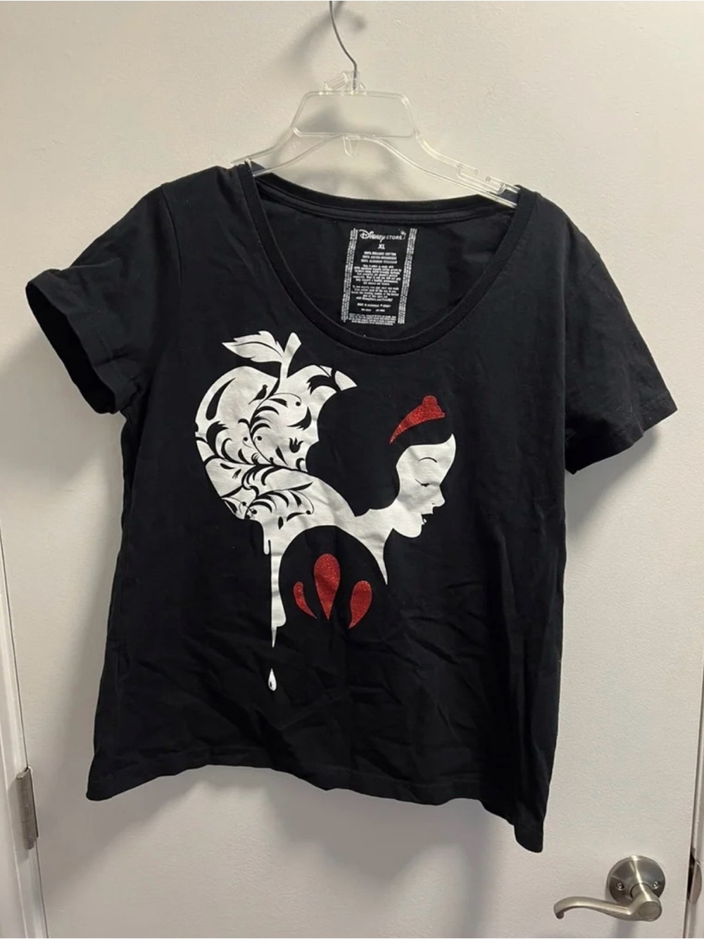 * Disney Store Women's  T-Shirt Snow White Black 100% Organic Cotton